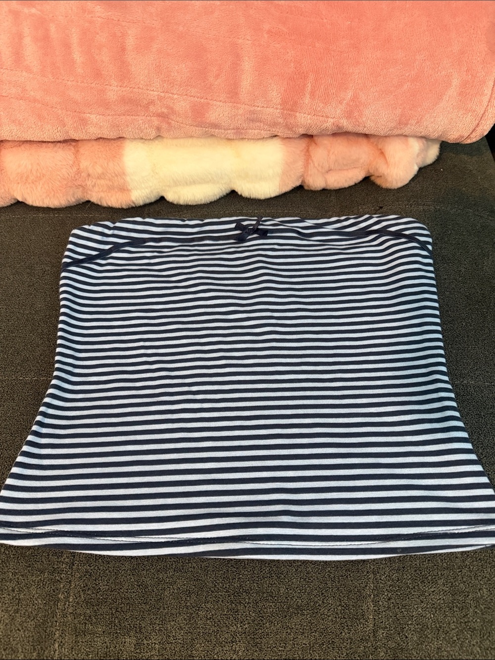 Madden Girl Navy and White Striped Tube Crop Top